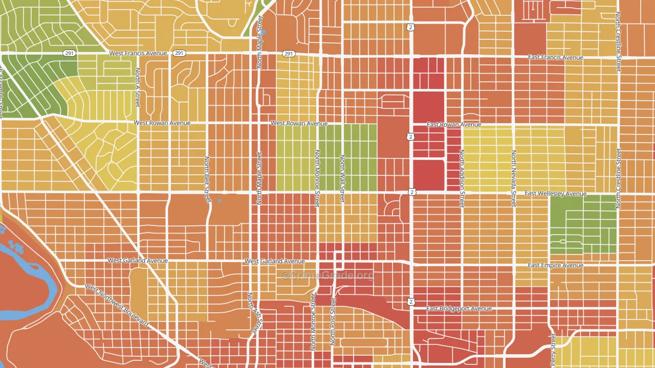 North Hill, Spokane, WA Map of Vandalism Rates