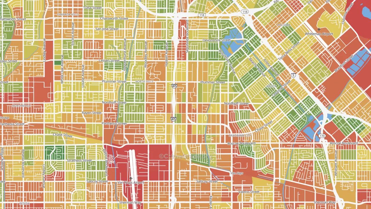 North Hills, CA Map of Vandalism Rates