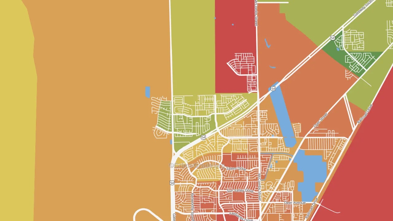 North Hills, El Paso, TX Map of Vandalism Rates