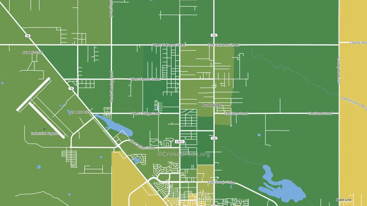 North Hobbs, NM Map of Vandalism Rates
