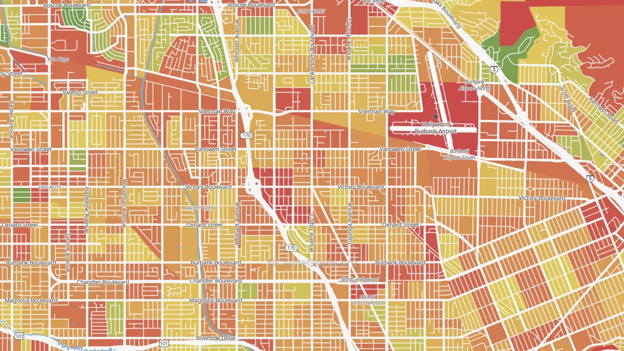 North Hollywood, CA Map of Vandalism Rates