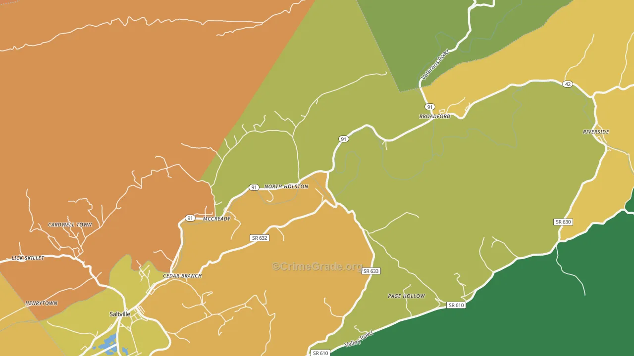 North Holston, VA Map of Vandalism Rates
