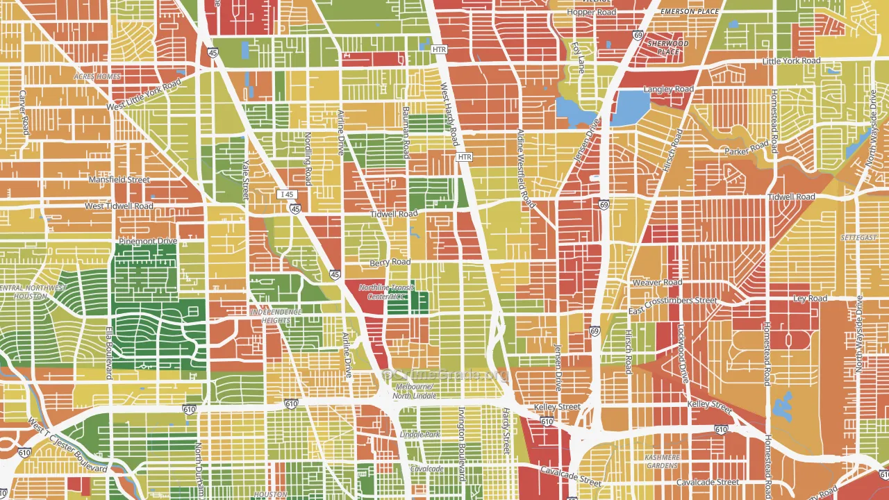 North, Houston, TX Map of Vandalism Rates