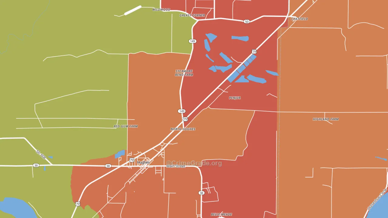 North Hughes, AR Map of Vandalism Rates