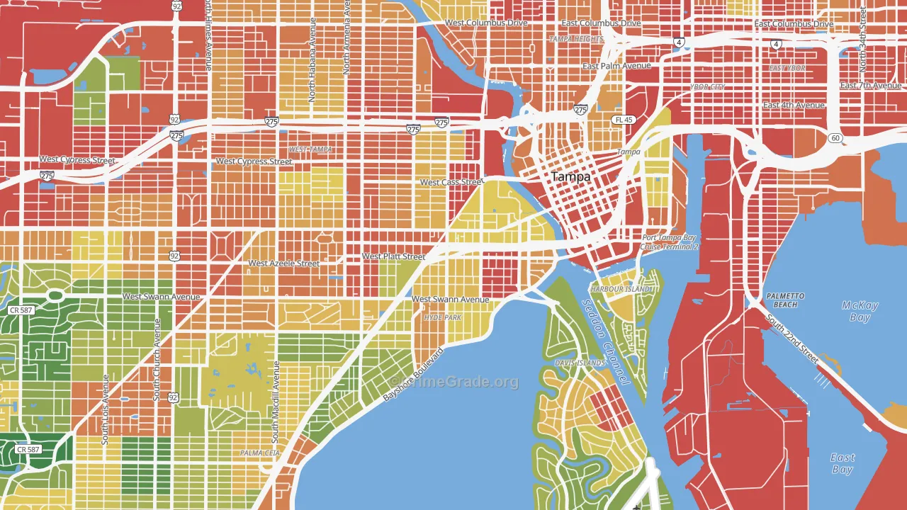 North Hyde Park, Tampa, FL Map of Vandalism Rates