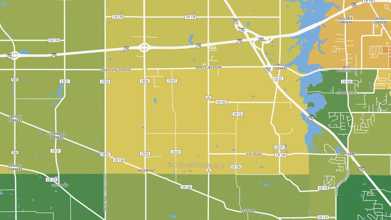 North Jackson, OH Map of Vandalism Rates