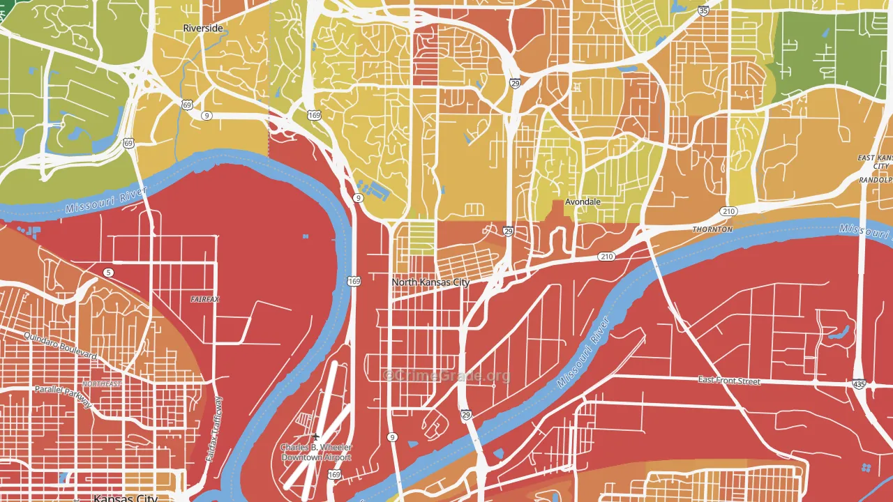 North Kansas City, MO Map of Vandalism Rates