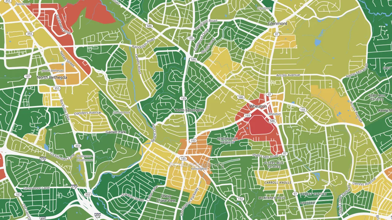 North Kensington, Kensington, MD Map of Vandalism Rates