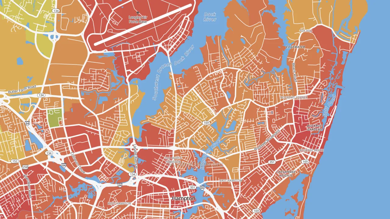 North King St, Hampton, VA Map of Vandalism Rates