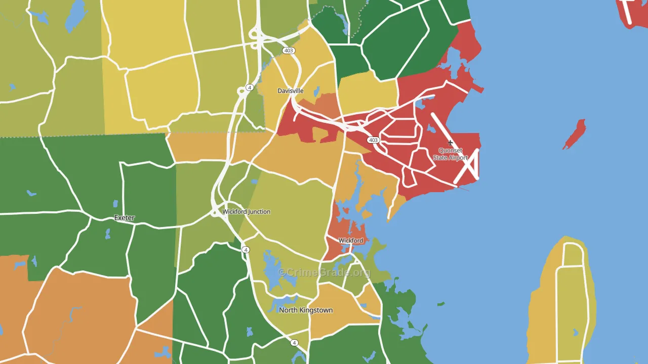 North Kingstown, RI Map of Vandalism Rates