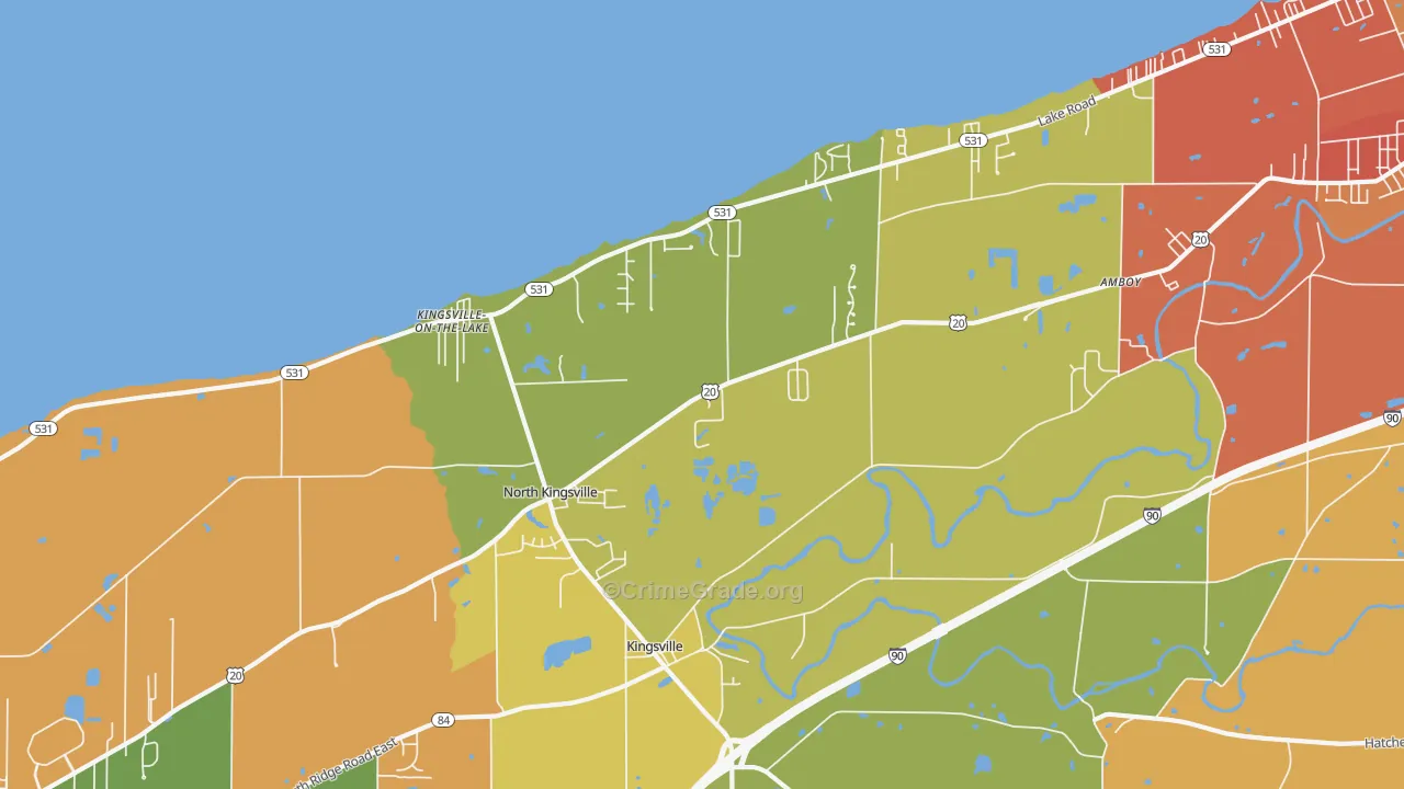 North Kingsville, OH Map of Vandalism Rates