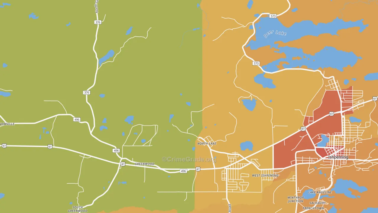 North Lake, MI Map of Vandalism Rates