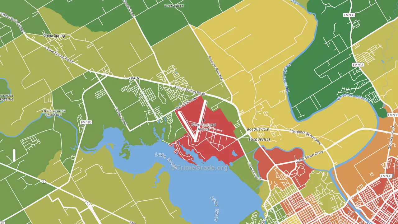 North Lake Waco, Waco, TX Map of Vandalism Rates