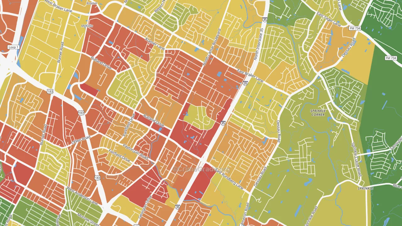 North Lamar, Austin, TX Map of Vandalism Rates