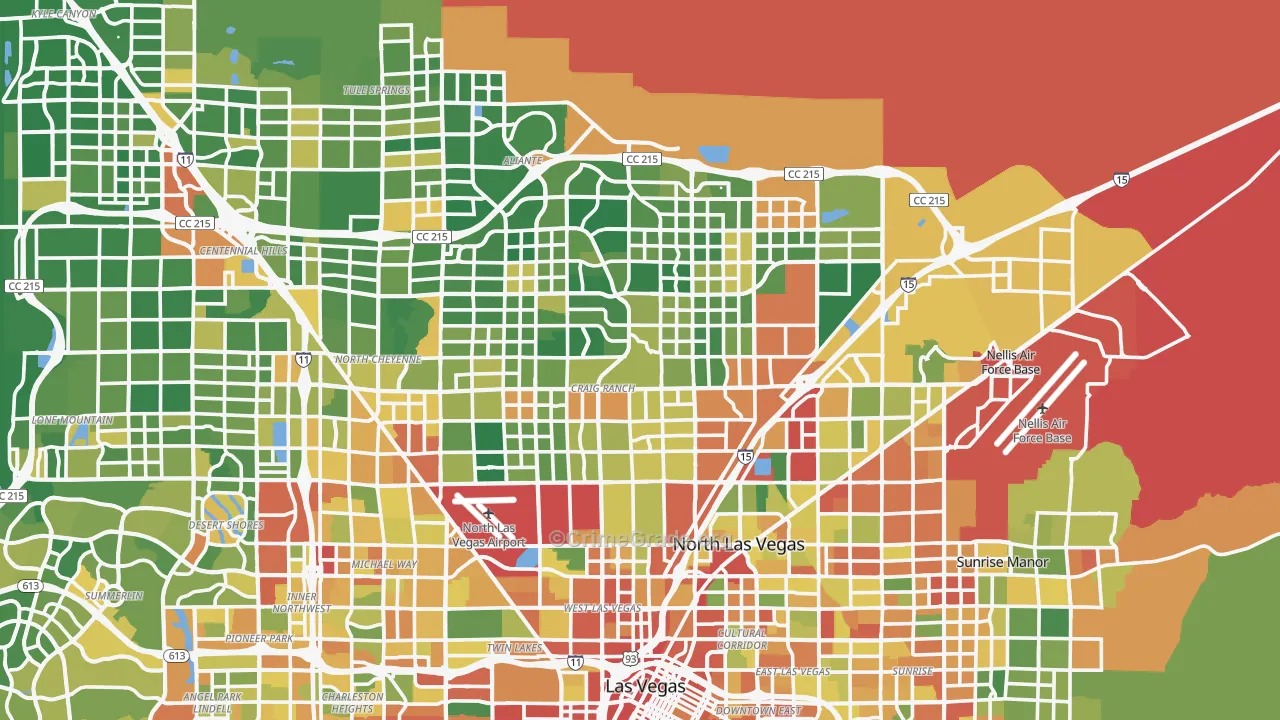 North Las Vegas, NV Map of Vandalism Rates