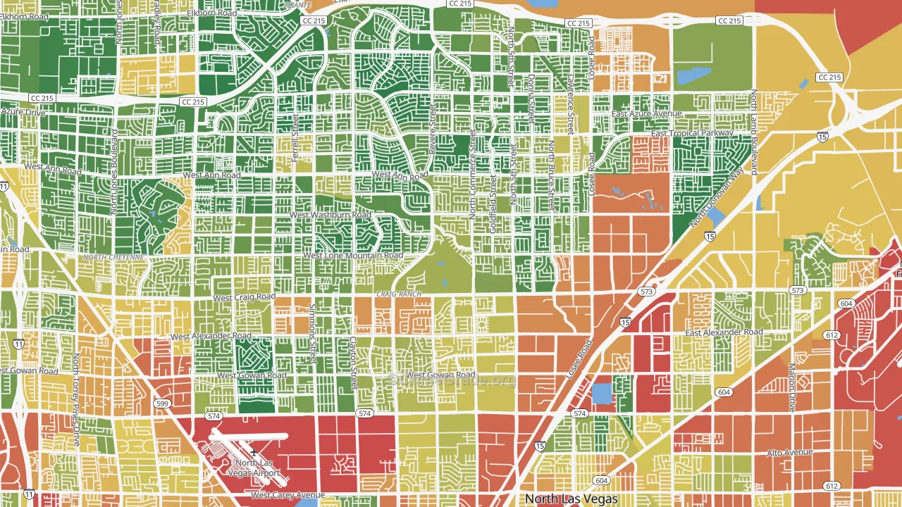 North Last Vegas, North Las Vegas, NV Map of Vandalism Rates