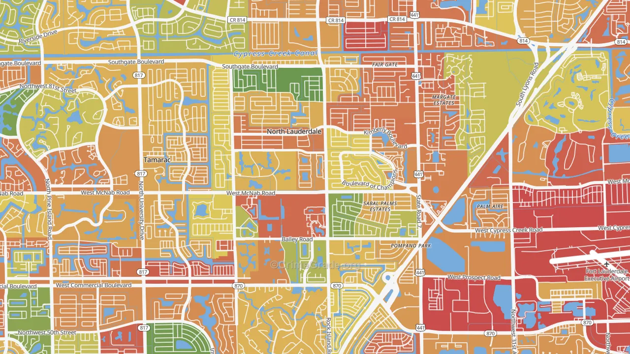 North Lauderdale, FL Map of Vandalism Rates