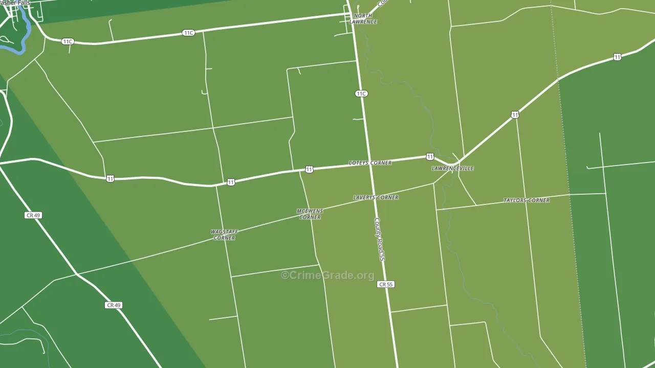 North Lawrence, NY Map of Vandalism Rates