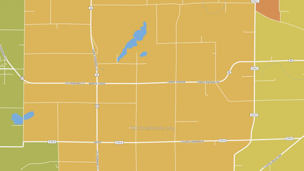 North Leeds, WI Map of Vandalism Rates