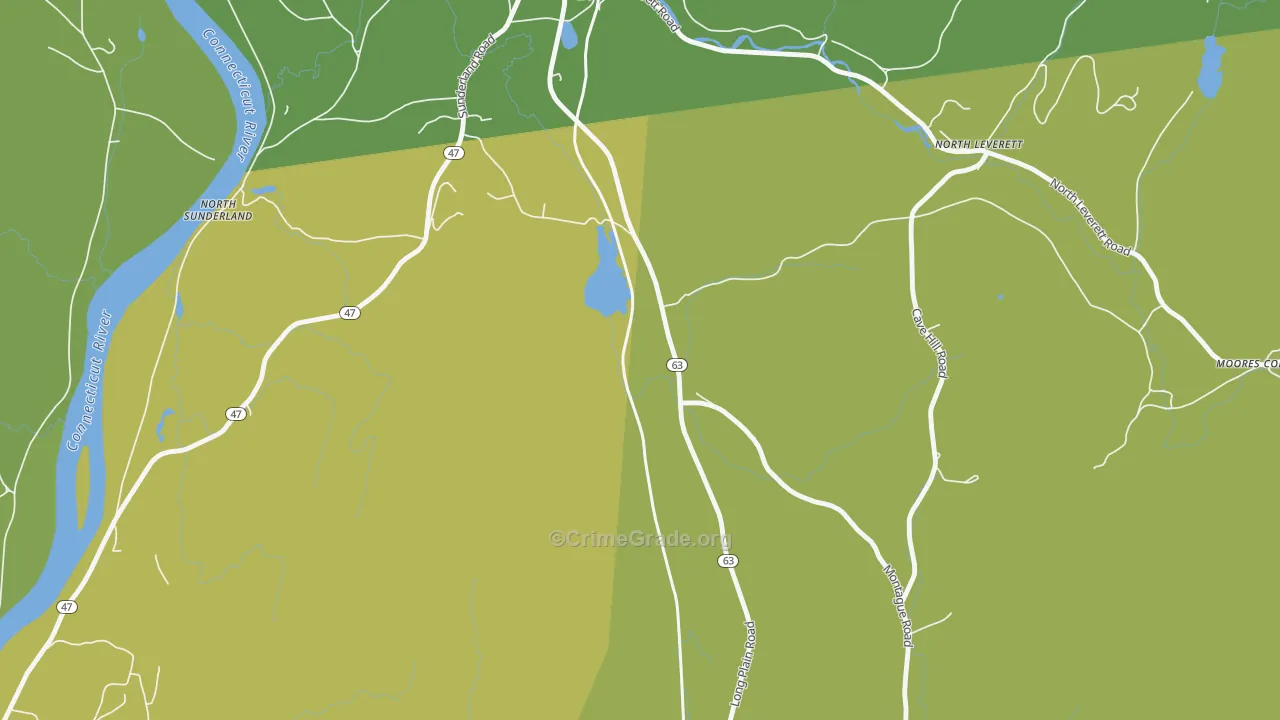 North Leverett, MA Map of Vandalism Rates