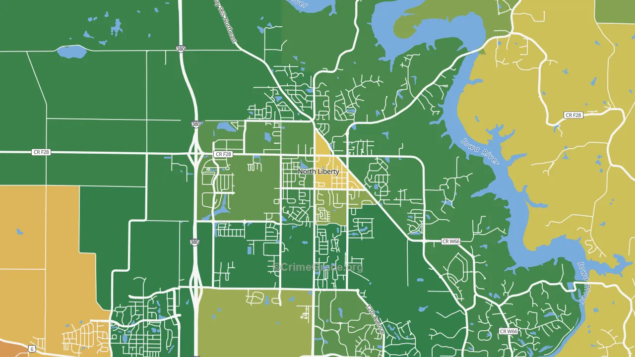 North Liberty, IA Map of Vandalism Rates