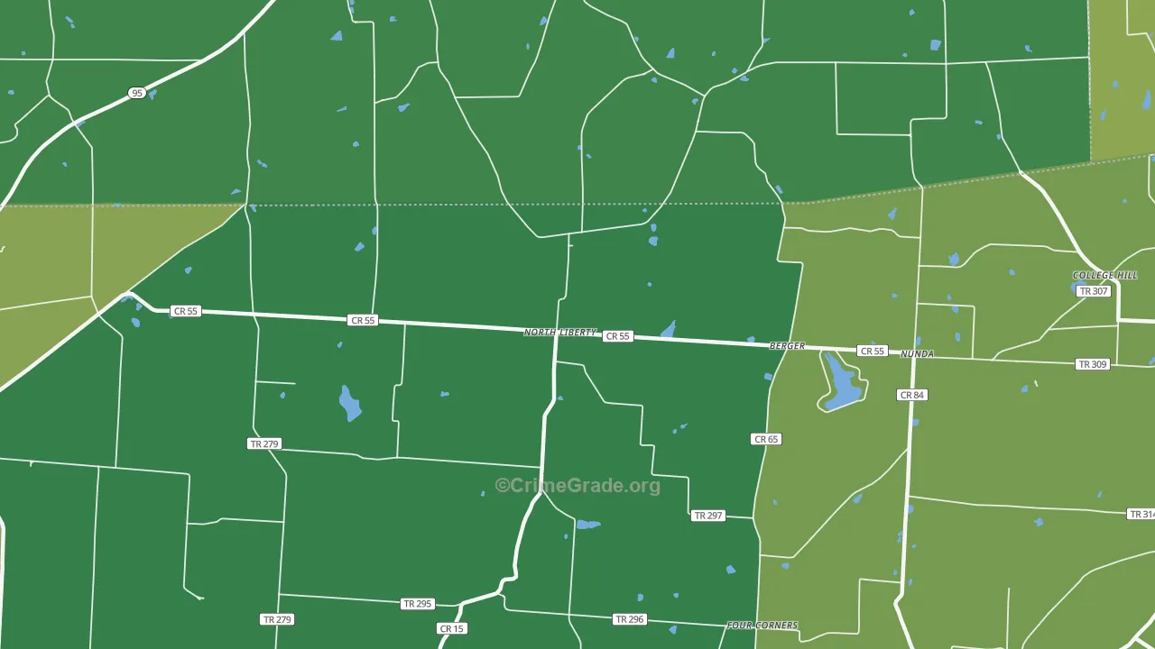 North Liberty, OH Map of Vandalism Rates