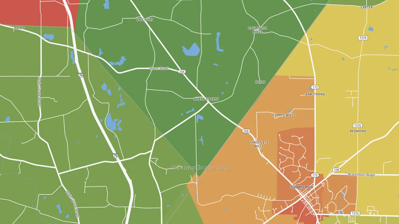North Liberty, PA Map of Vandalism Rates