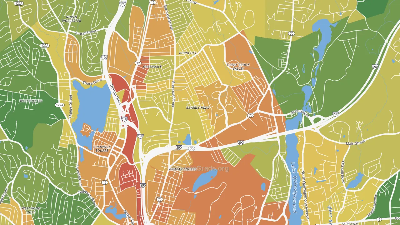 North Lincoln Street, Worcester, MA Map of Vandalism Rates
