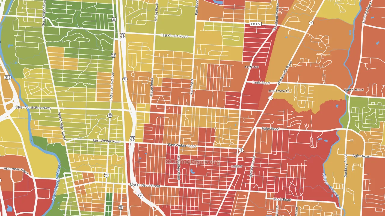 North Linden, Columbus, OH Map of Vandalism Rates