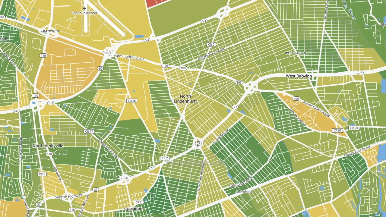 North Lindenhurst, NY Map of Vandalism Rates