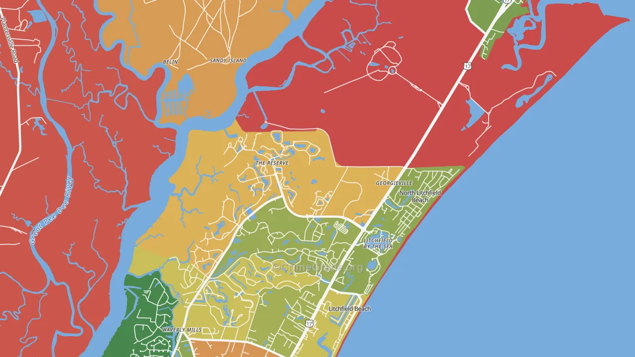 North Litchfield Beach, SC Map of Vandalism Rates