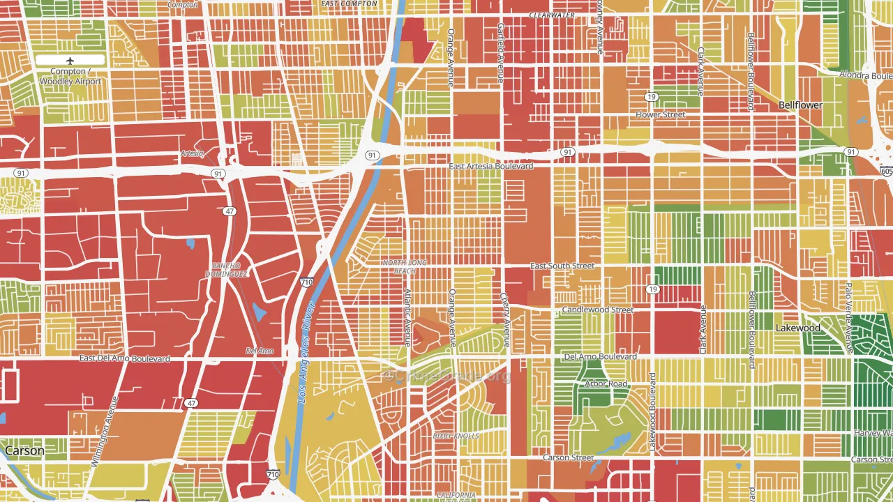 North Long Beach, Long Beach, CA Map of Vandalism Rates