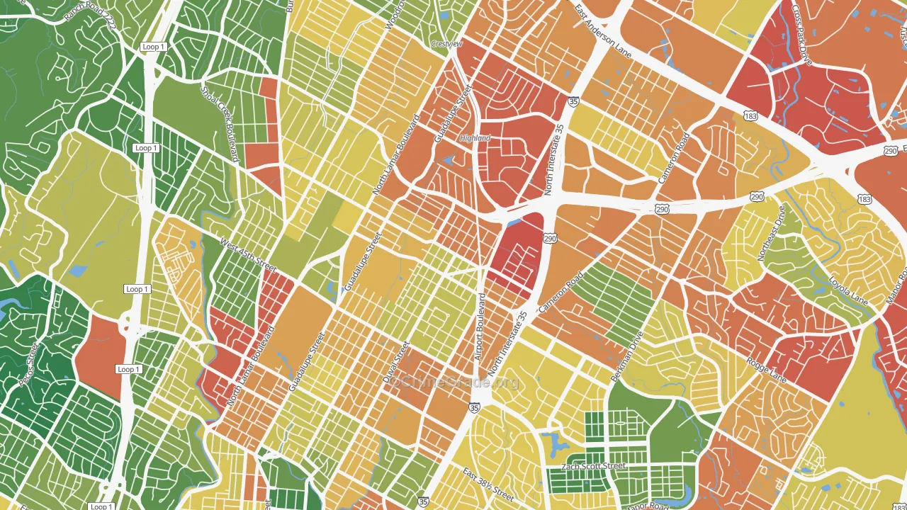 North Loop, Austin, TX Map of Vandalism Rates