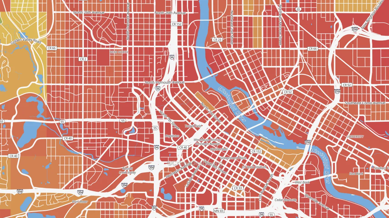 North Loop, Minneapolis, MN Map of Vandalism Rates
