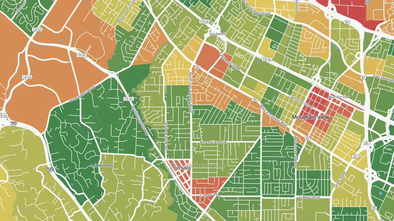 North Los Altos, Los Altos, CA Map of Vandalism Rates