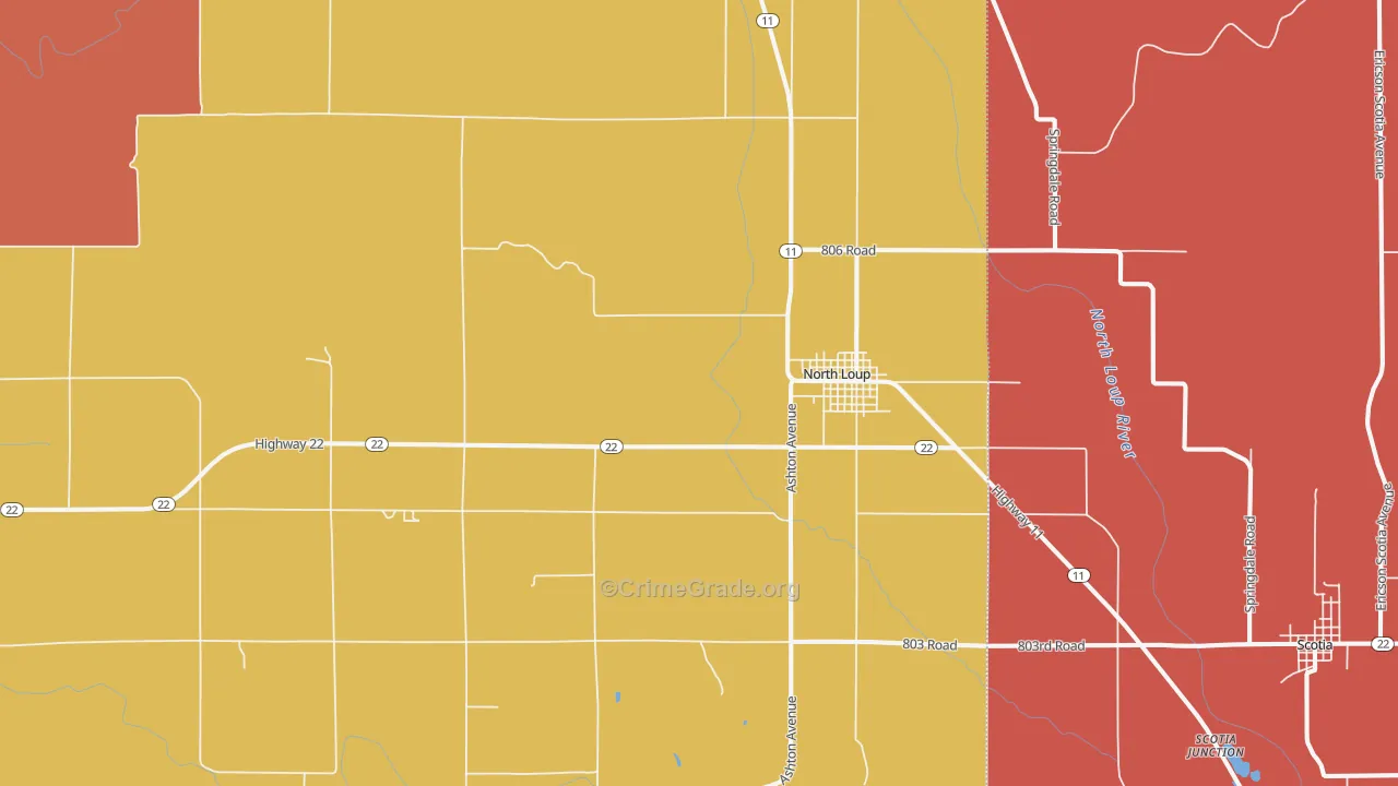 North Loup, NE Map of Vandalism Rates