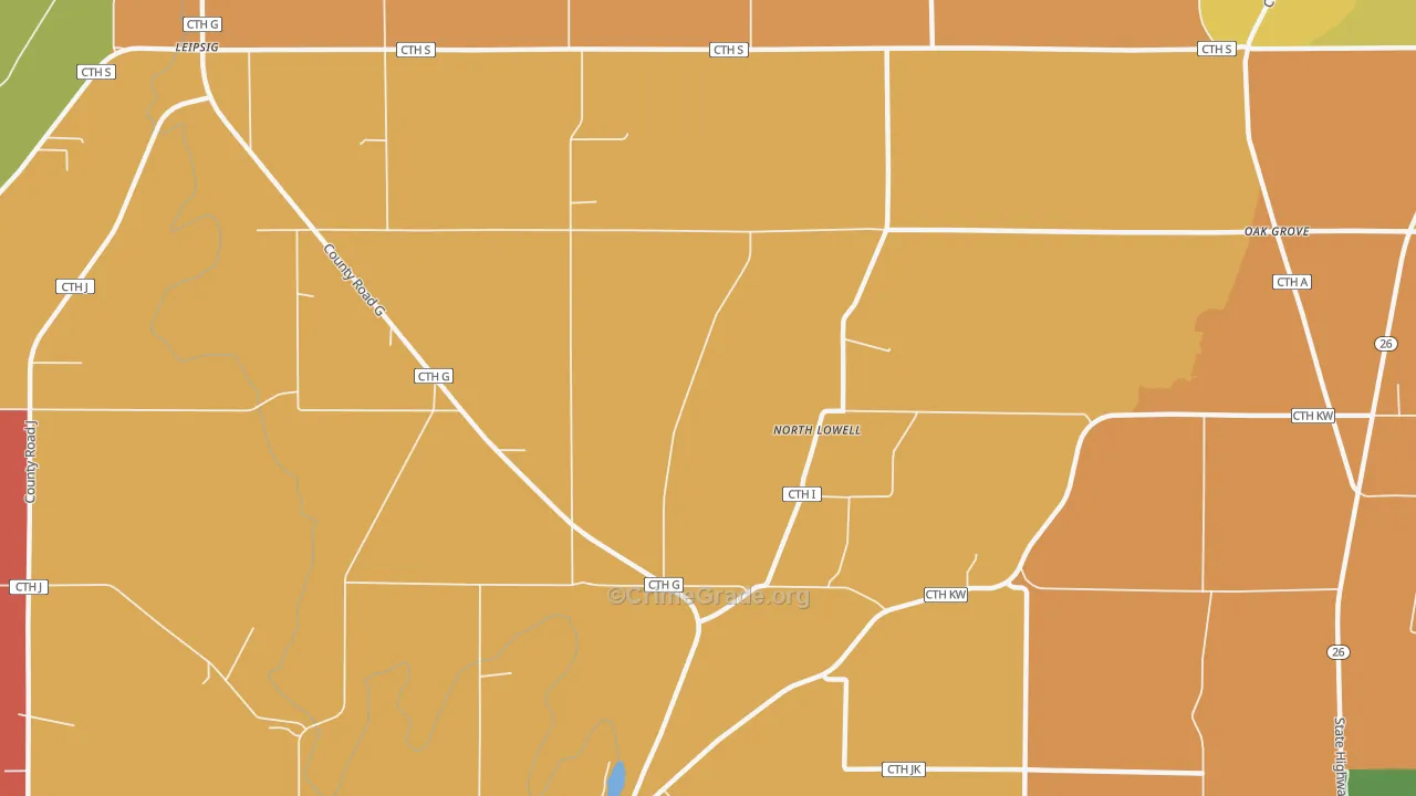 North Lowell, WI Map of Vandalism Rates