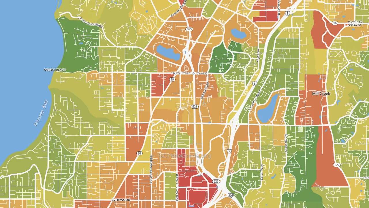North Lynnwood, WA Map of Vandalism Rates