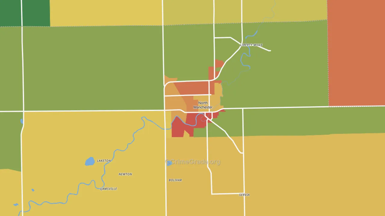 North Manchester, IN Map of Vandalism Rates