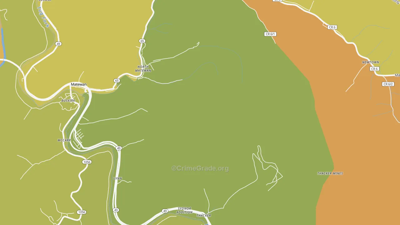 North Matewan, WV Map of Vandalism Rates