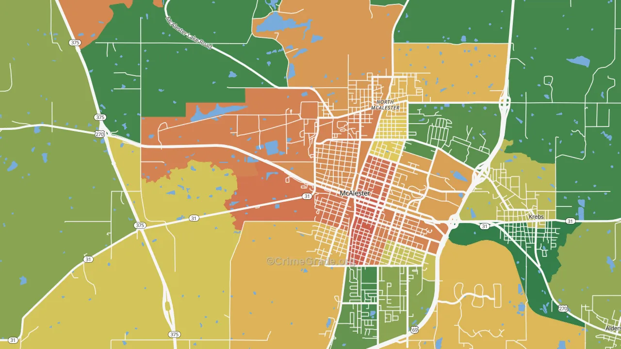 North McAlester, OK Map of Vandalism Rates