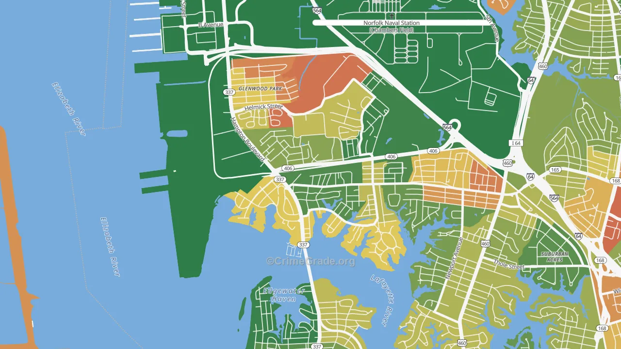 North Meadow Brook, Norfolk, VA Map of Vandalism Rates
