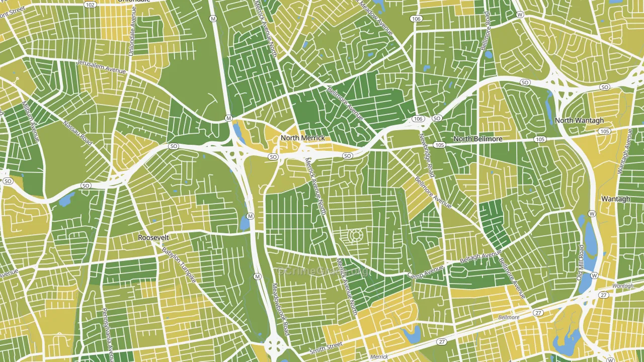 North Merrick, NY Map of Vandalism Rates