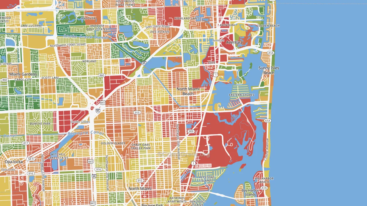 North Miami Beach, FL Map of Vandalism Rates