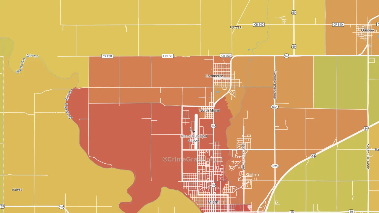 North Miami, OK Map of Vandalism Rates
