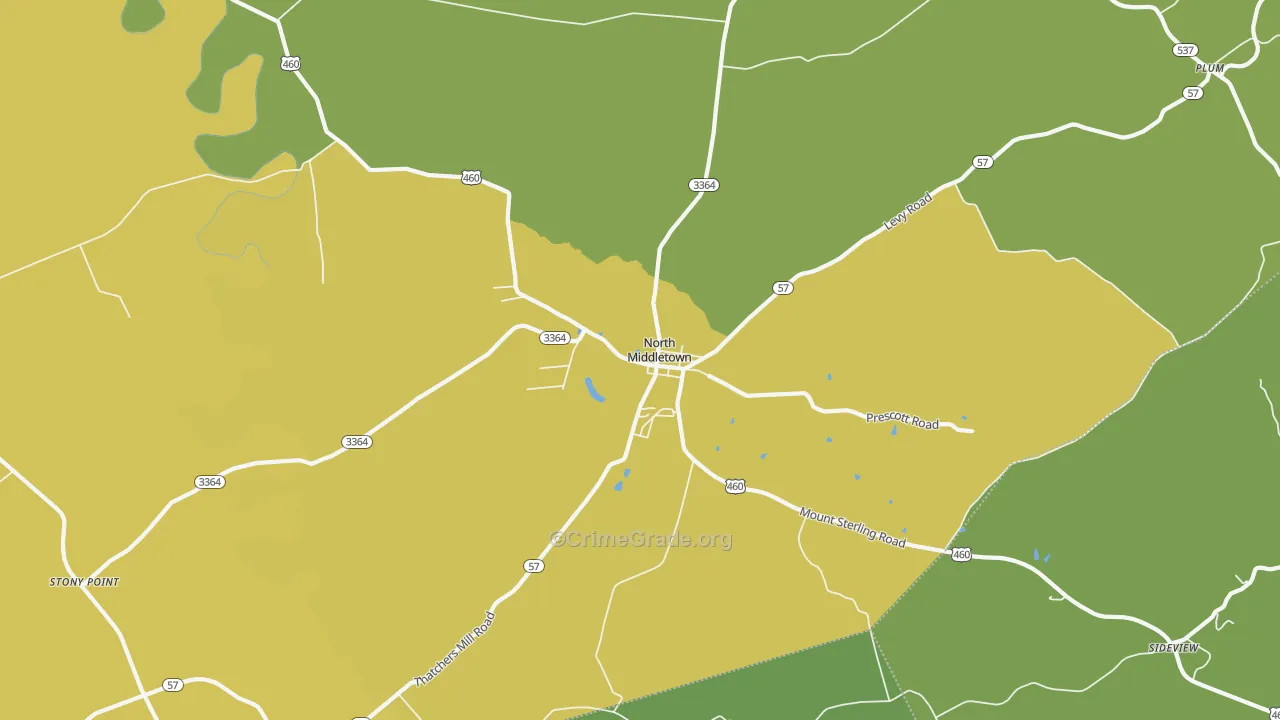 North Middletown, KY Map of Vandalism Rates