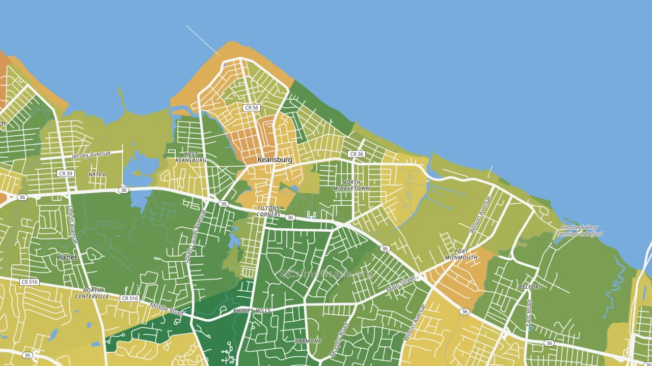 North Middletown, Middletown, NJ Map of Vandalism Rates