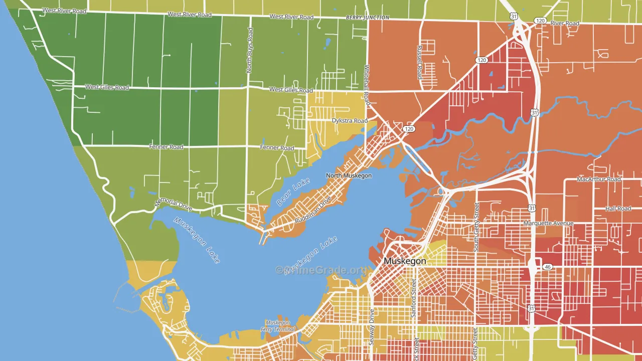 North Muskegon, MI Map of Vandalism Rates