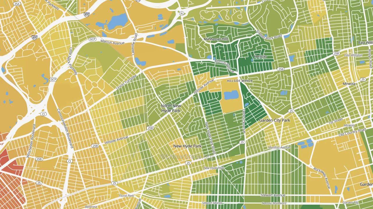 North New Hyde Park, NY Map of Vandalism Rates