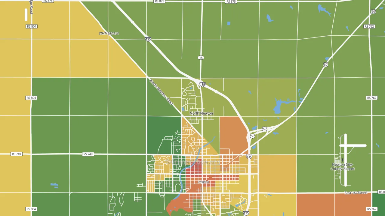North Newton, KS Map of Vandalism Rates